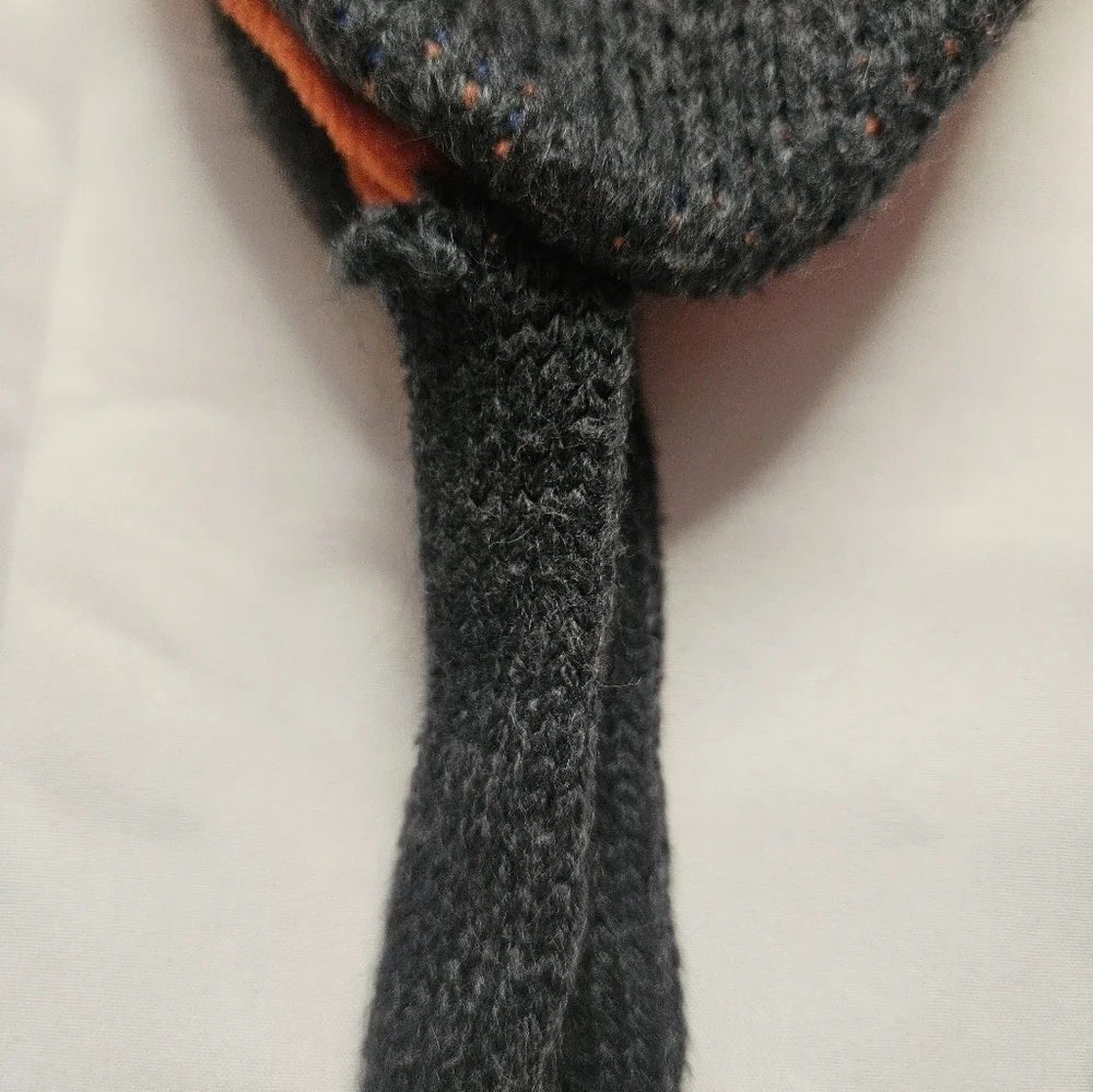 Unbranded Boys Gray, Blue And Orange Skull Mohawked Winter Hat With Ear Flaps - Picture 7 of 8